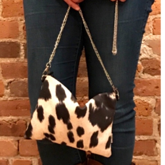 Cowhide earrings, black and white, hair on hide, wrangler southwestern gift - Picture 4 of 6